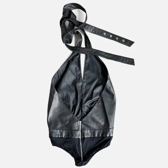 Magda Butrym Black Leather Wrap Halter Bodysuit 8 - Picture 3 of 13